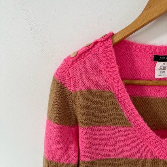 J.Crew Pink Tan Stripe Colorblock Mohair Blend Sweater - Picture 10 of 10